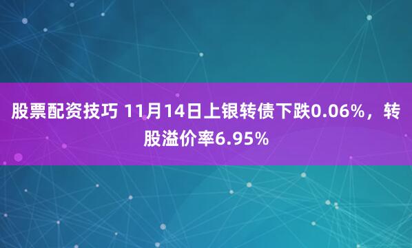 股票配资技巧 11月14日上银转债下跌0.06%,转股溢价率6.95%