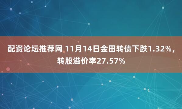 配资论坛推荐网 11月14日金田转债下跌1.32%,转股溢价率27.57%
